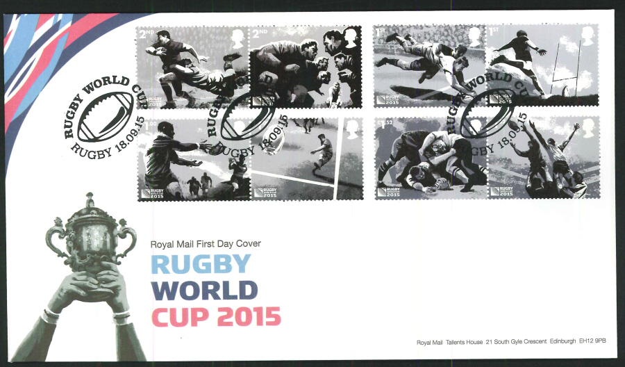 2015 Rugby World Cup Set First Day Cover, Rugby World Cup / Rugby Postmark